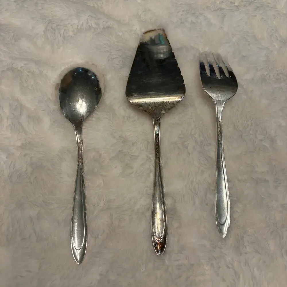 Vintage MCM Meriden First Lady Silver Plate Hostess Set Servware 3 pc 1960s